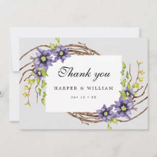 Watercolor vår blommor bröllop tack kort