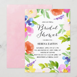 Watercolor Vår blommor Inbjudningskort för möhippa