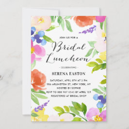 Watercolor Vår blommor Möhippa Luncheon Inbjudningar