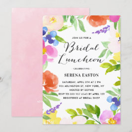 Watercolor Vår blommor Möhippa Luncheon Inbjudningar