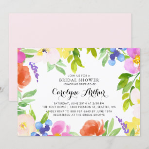 Watercolor Vår Blooms Inbjudningskort för möhippan