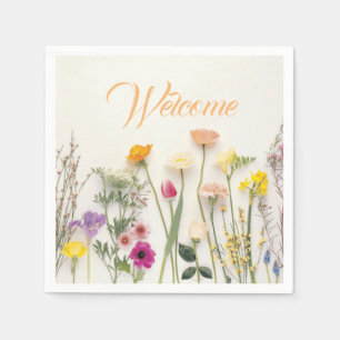 Watercolor vår Blooms Mönster Pappersservett