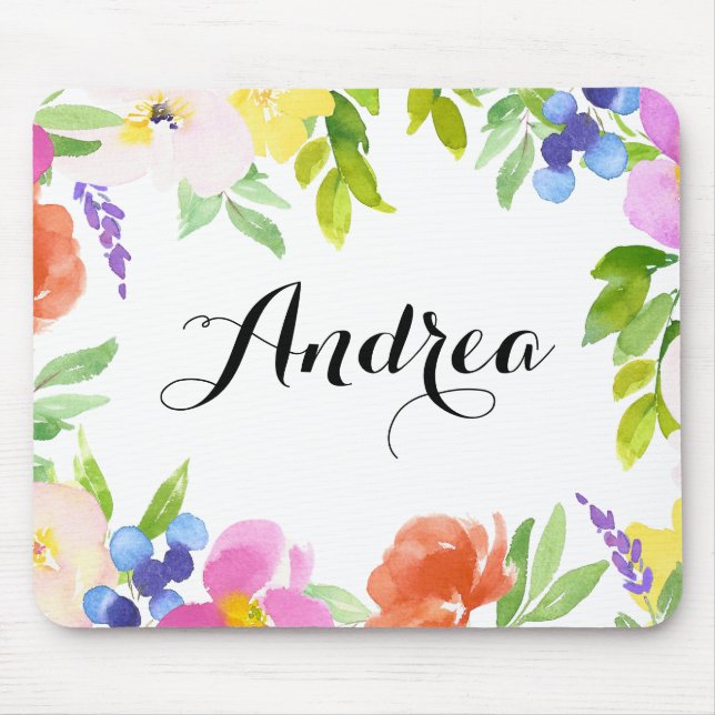 Watercolor Vår Blooms Personlig Mousepad Musmatta (Framsidan)