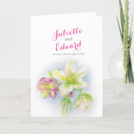 Watercolor vår hellebores bröllop vikt program