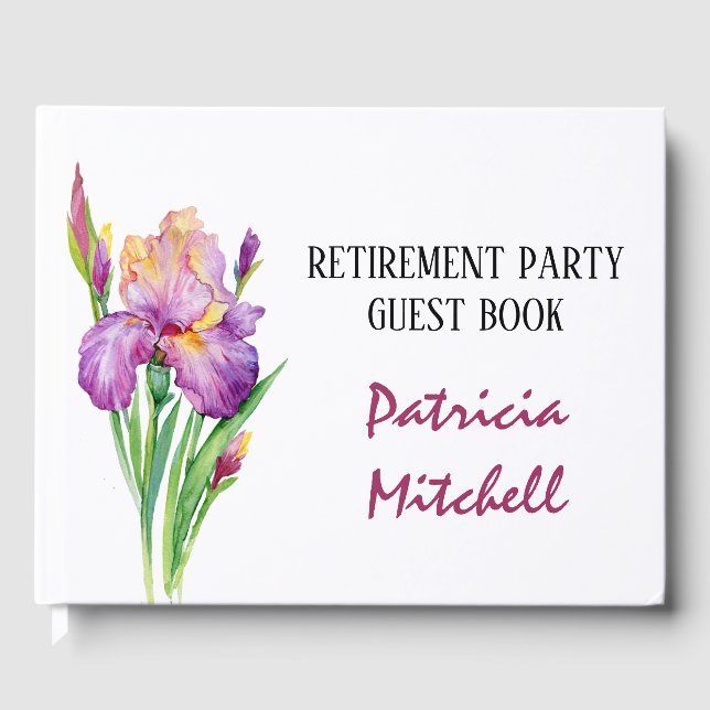 Watercolor Vår Iris Flowers Pension Party Gästböcker (Framsida)