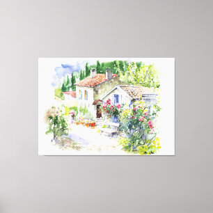 Watercolor Vår Summer Garden Canvastryck