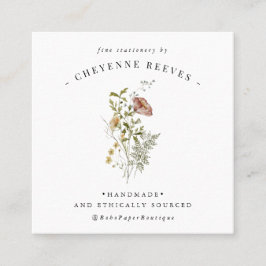 Watercolor Vår Wildblomma Fyrkantigt Visitkort