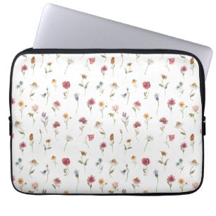 Watercolor Vår Wildblomma Mönster Laptop Fodral