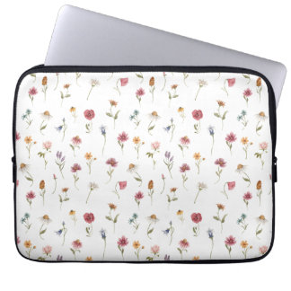 Watercolor Vår Wildblomma Mönster Laptop Fodral