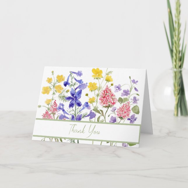 Watercolor Vår Wildblomme Note Card Anteckningskort (Framsida)