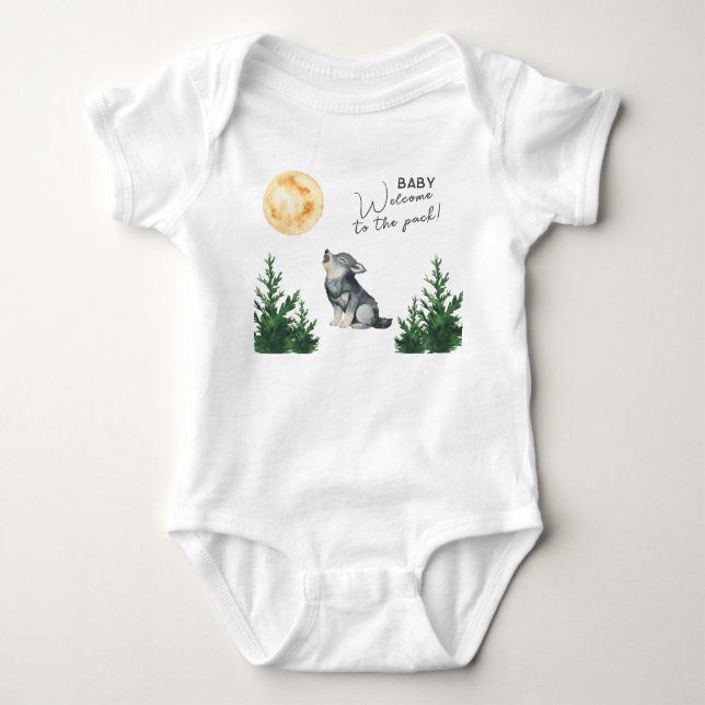Watercolor Varg Baby Shower  T Shirt (Framsida)