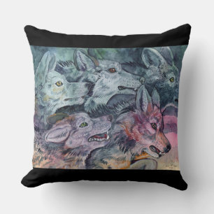 Watercolor Varg Pack Dekorativ kudde