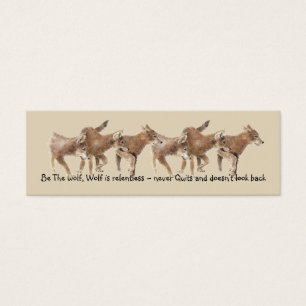 Watercolor Varg Unge Wildlife Quote BookMark Litet Visitkort