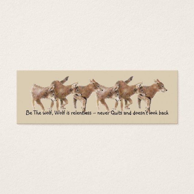 Watercolor Varg Unge Wildlife Quote BookMark Litet Visitkort (Framsidan)