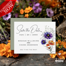 Watercolor Vibrant Orange och Lila Wildblommor