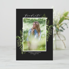 Watercolor Vild Foliage Black Photo Studenten Inbjudningar