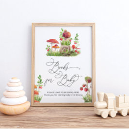 Watercolor Vild Mushroom Bokar för Baby Poster