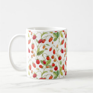 Watercolor Vild Strawberry Mönster Kaffemugg