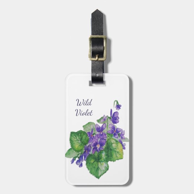 Watercolor Vild Violet Lila Garden Flower Bagagebricka (Vertikal Framsida)