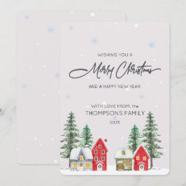 Watercolor Village Holiday Christmas Card Julkort