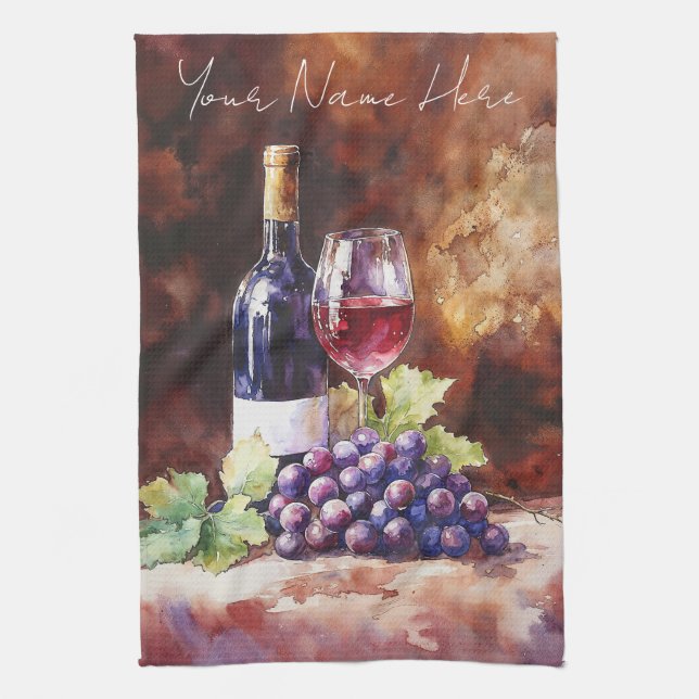 Watercolor Vin Kökshandduk (Vertikal)