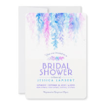 Watercolor vine blue lila möhippa inbjudan