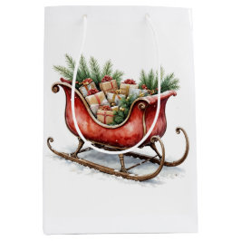 Watercolor Vintage Christmas Sleigh