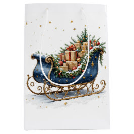 Watercolor Vintage Christmas Sleigh