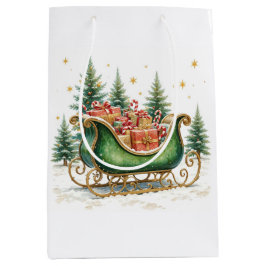 Watercolor Vintage Christmas Sleigh