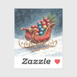 Watercolor Vintage Christmas Sleigh Klistermärken