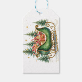 Watercolor Vintage Christmas Sleigh Presentetikett