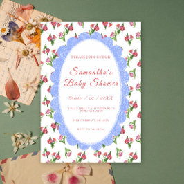 Watercolor Vintage Flowers Baby Shower Inbjudningar