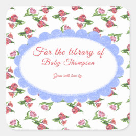 Watercolor vintage Flowers For the library of Fyrkantigt Klistermärke