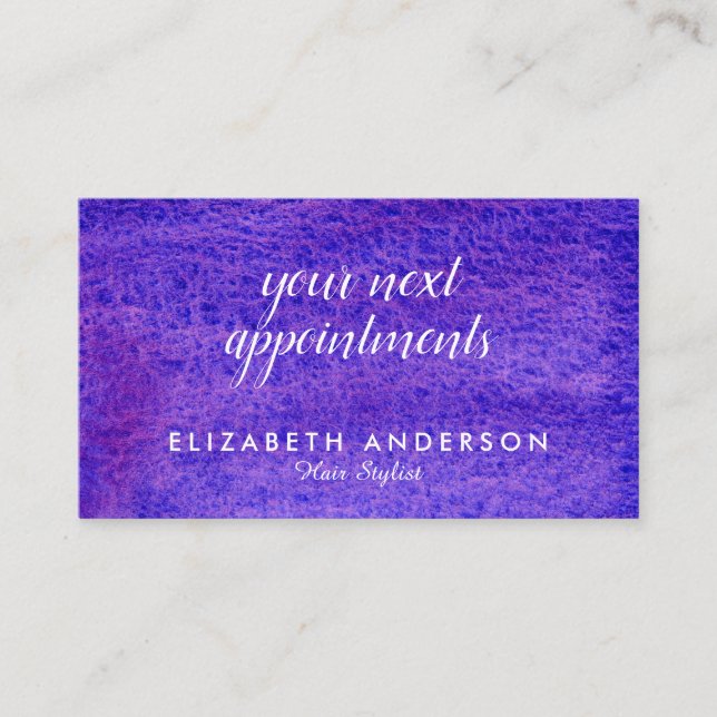Watercolor violet avtalade tider affärskort visitkort (Framsida)