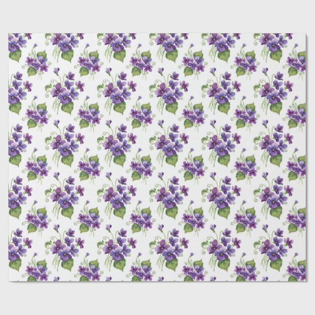 Watercolor Violet Flowers Bouquet  Presentpapper (Platt)