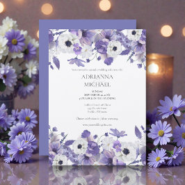Watercolor Violet Flowers Wedding Inbjudningar