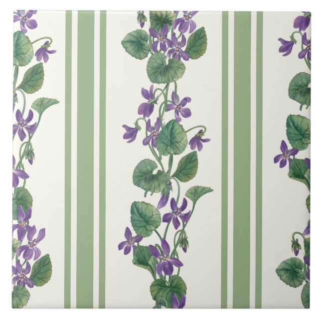 Watercolor violets and stripes kakelplatta (Framsidan)