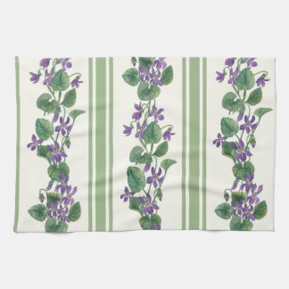 Watercolor violets and stripes kökshandduk