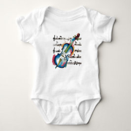 Watercolor Violin Baby Jersey Romper T Shirt