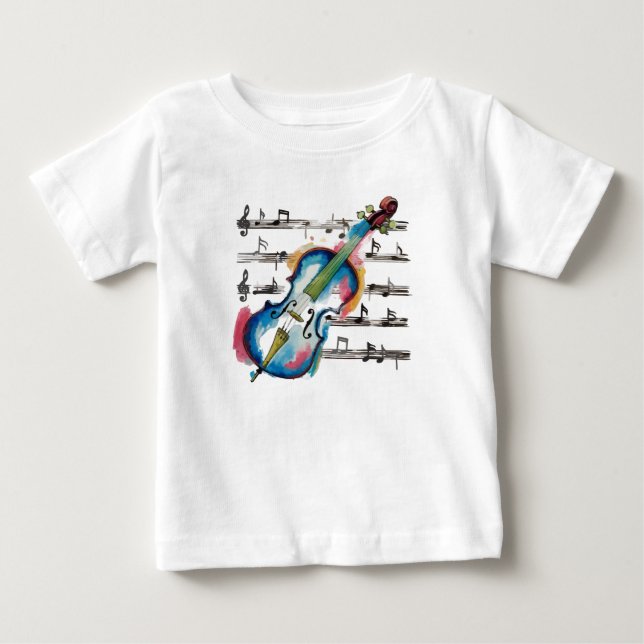 Watercolor Violin Baby Jersey T-Shirt (Framsida)