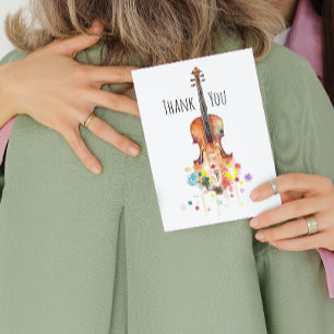 Watercolor Violin Digital Art Tack Kort