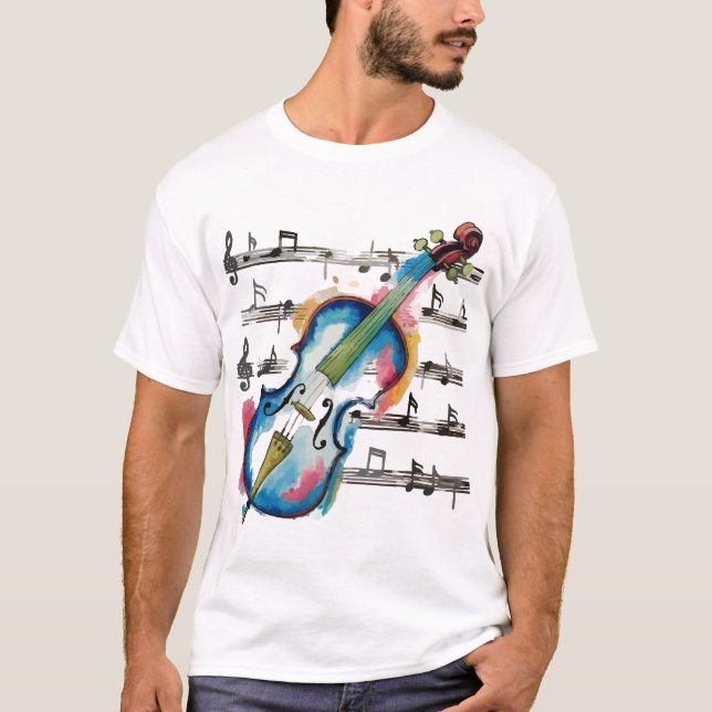 watercolor violin t shirt (Framsida)