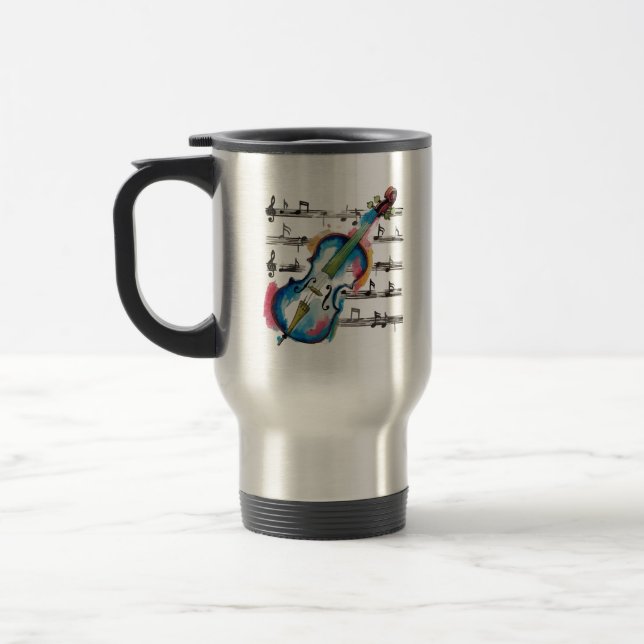 Watercolor Violin Travel Mug Resemugg (Vänster)