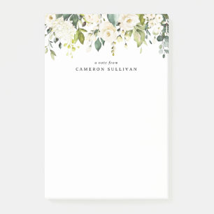 Watercolor Vit ros och Hydrangeas Garland Post-it Block