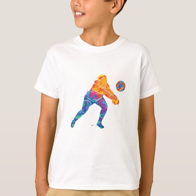 Watercolor Volleyball Girl T Shirt (Framsida)