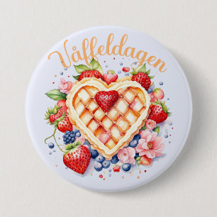 Watercolor Waffle Day, Våffeldagen Knapp