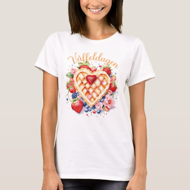 Watercolor Waffle Day, Våffeldagen T Shirt (Framsida)