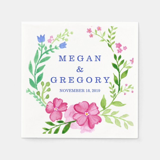 Watercolor Wandeans Bröllop Pappersservett (Framsidan)