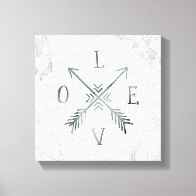 Watercolor Wanderllust Äventyr III | KÄRLEK Canvastryck (Framsida)