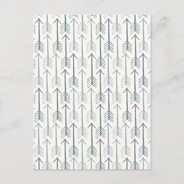 Watercolor Wanderlyste Arrow Mönster Vykort (Framsida)